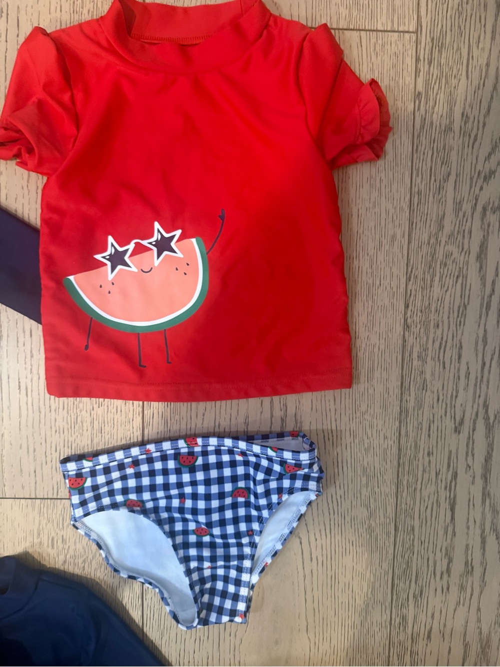 Bundle of 3T Kids Girl’s Navy and Red Long-Sleeve Rashguard Swim sets - Picture 6 of 9